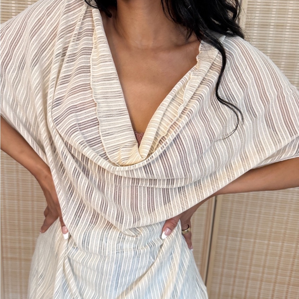 Elegant Cream Striped Women's Top